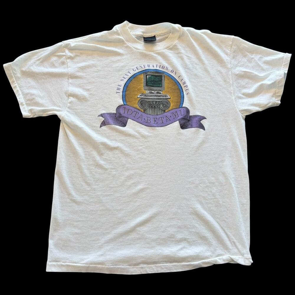 Vintage IBM Shirt Mens Large White PS/2 Model 25 Iota Beta Mu Tee T-Shirt